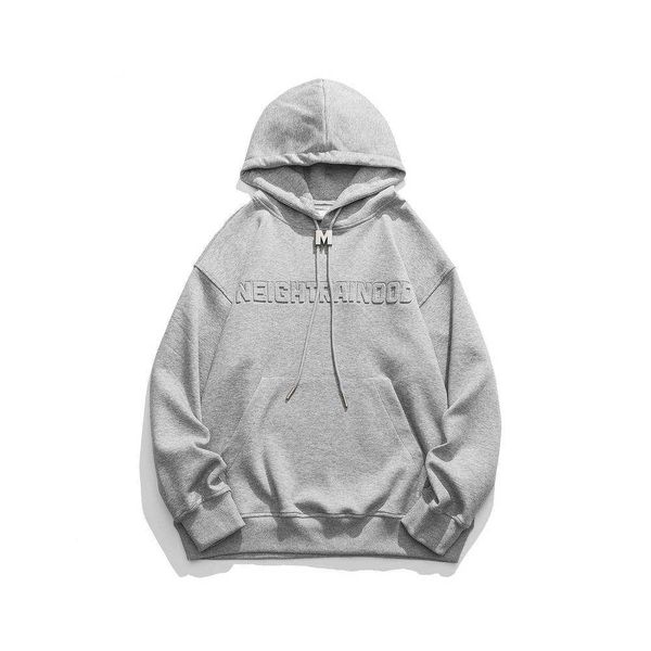 

2023 workwear large pullover sweater spring and autumn men's new american street leisure fashion couple coat{category}, Black