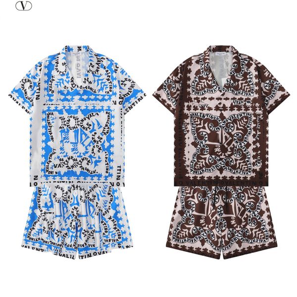 

men's casual shirts mens shorts and t shirt set v t casablanca men's set fashion holiday couple printing designer t-shirt casual s, White;black