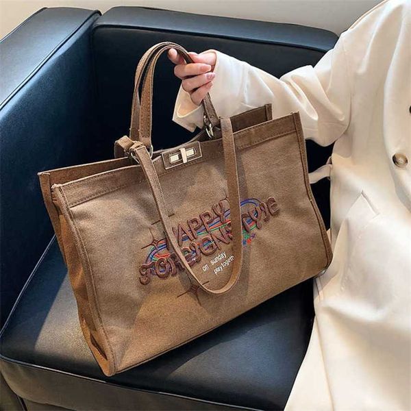

13% off 2023 handbag large capacity autumn/winter new women's fashion commuter shoulder casual canvas handheld tote bag