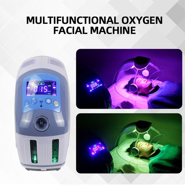 

multi-function portable househoid oxygen bar equipment pdt led p therapy rebalance ph levels oxygen facial dome mask machine oxygen jet mois, Black;white
