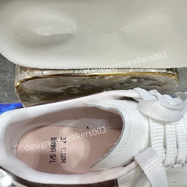 

new brand fashion women designer casual shoes classic do-old dirty shoes mid double height bottom trainers leather glitter golden quality202, Black