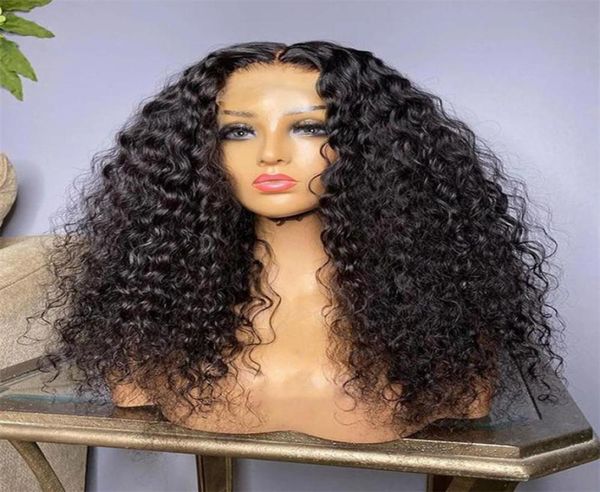 

closures soft 26inch long black kinky curly lace front for women babyhair preplucked heat resistant fiber glueless4195716, Black;brown