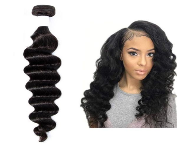 

peruvian virgin hair unprocessed dyeable human hair extensions natural color 828inch loose deep one bundle whole hair product8024568, Black