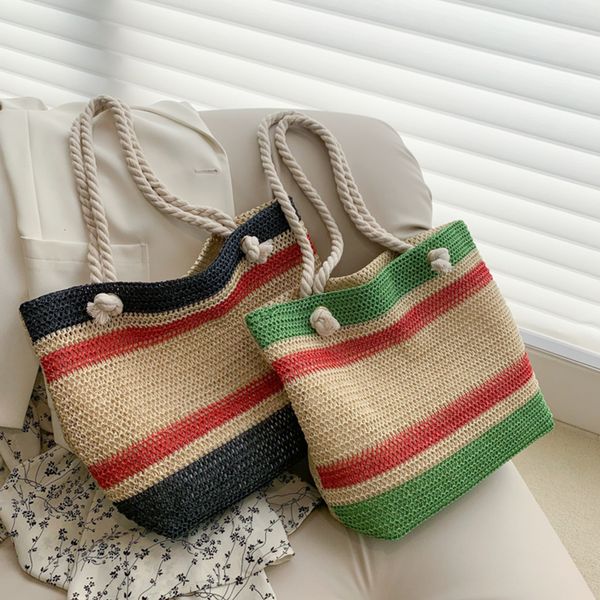 

evening bags summer straw for women woven rattan shoulder handmade handbag large capacity lady tote vacation beach bolsa 230510