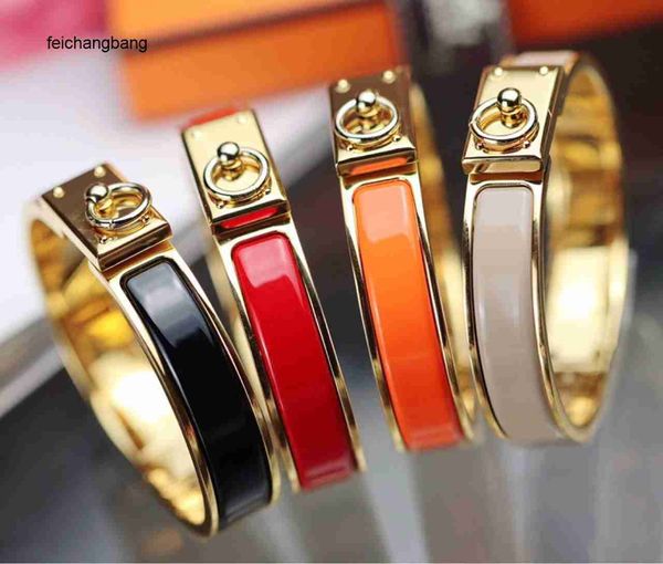 

luxury h ermes designer bracelets multicolor enamel six generation aijia lock chain h delivered for packaging, Black