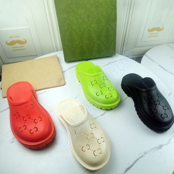 

7a luxury sandals designers woman man classic flower brocade slide hole toddler shoe flat shoes leather rubber platform slippers beach upper, Black