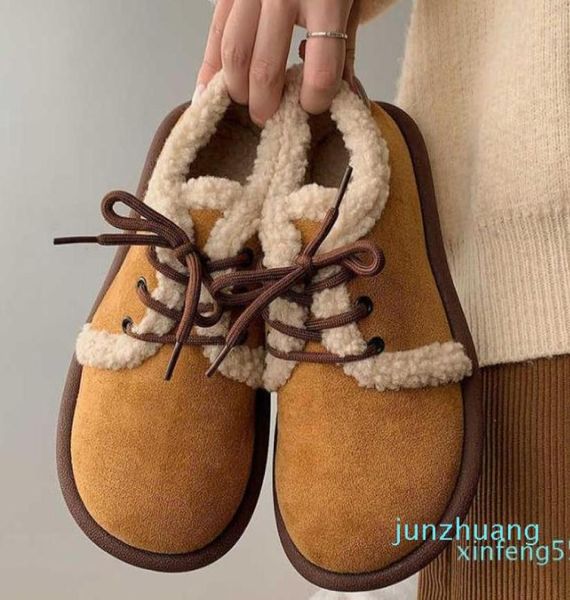 

boots cotton for women winter plush thickened antiskid black round head flat sole fleece versatile single shoes 20229683954