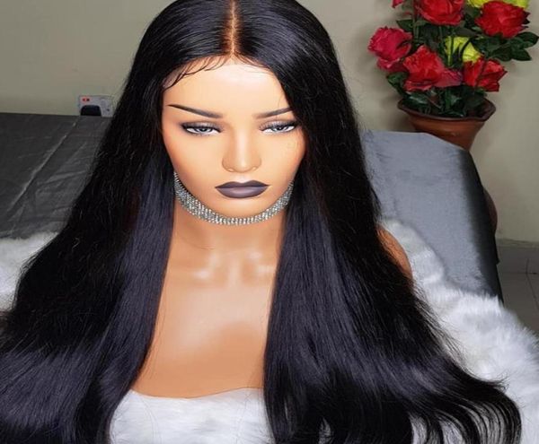 

closures 180density 26inch long remy straight synthetic lace front for black women with baby hair heat resistant fiber daily3403143, Black;brown