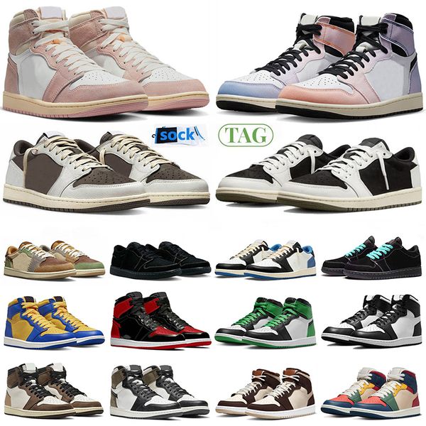 

og 1 low basketball shoes lucky green black phantom olive 1s jumpmans reverse mocha washed pink skyline denim men mid dutch green sneakers
