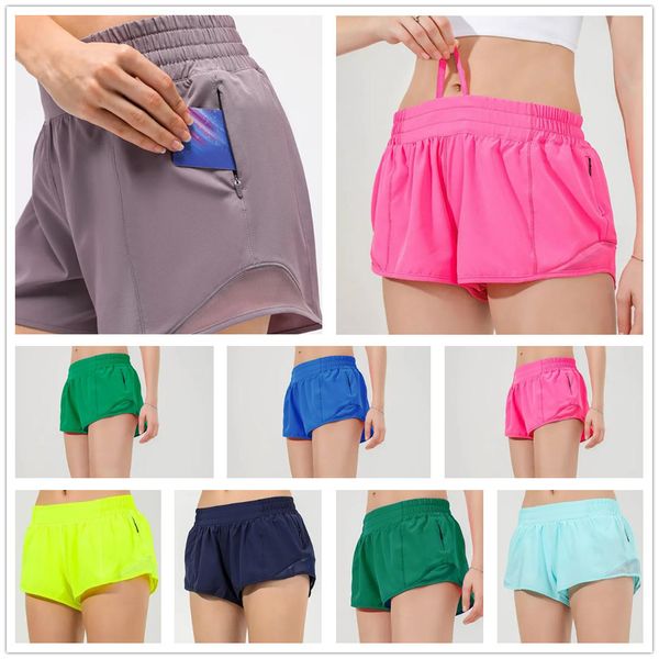 

l-091 high yoga outfit rise shorts breathable quick-dry built-in lined sports short hidden zipper side drop-in pockets running sweatpants co, Gray