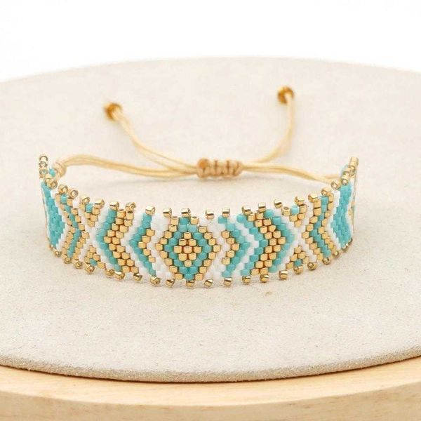 

bohemian retro ethnic charm style bead woven simple fashion couple ornament bracelet, Golden;silver