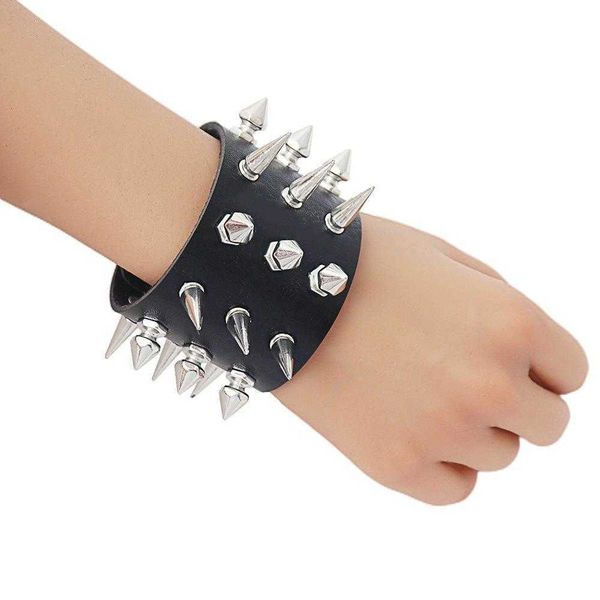 

punk gothic personality long bracelets and short rivet pu leather bracelet rock dark series ornament, Golden;silver