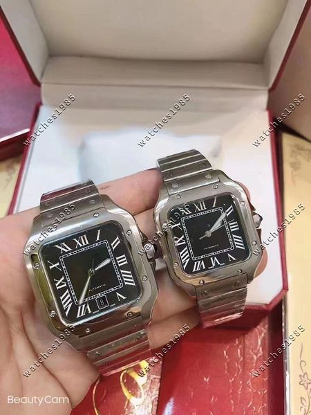 

watches 35mm square 40mm stainless steel mechanical case and bracelet fashion womens male wristw, Slivery;golden