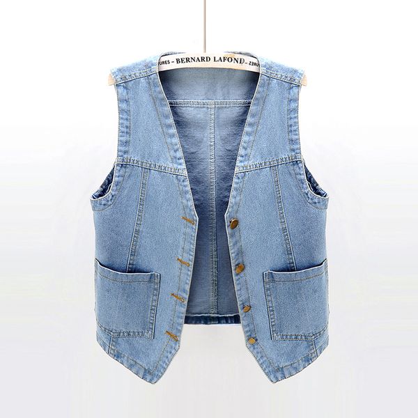 

women's vests spring summer denim vest women casual jean sleeveless coat women's fashion slim big size woman clothing plus size s-, Black;white