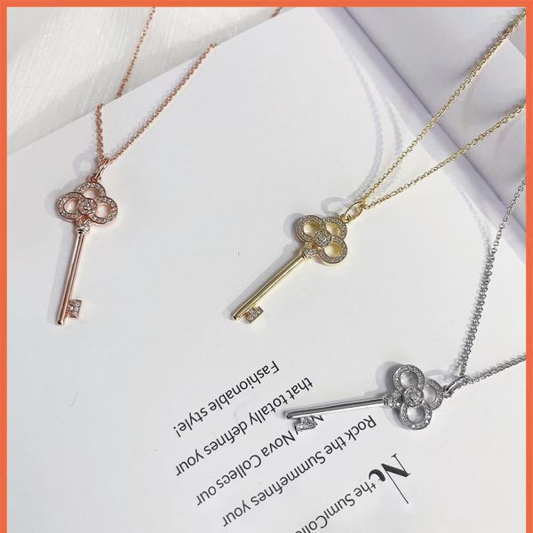 

sliver gold small luxury classic chain link key initial necklaces for women teen girls mom daughter lovers designer jewelry diamond party we, Silver