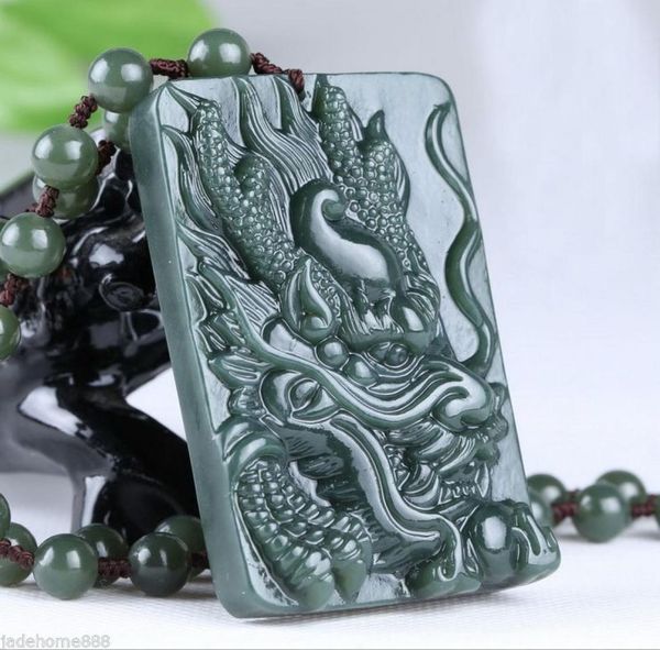 

chinese 100 natural nephrite hetian jade lifelike dragon jade pendant necklace2728722, Silver