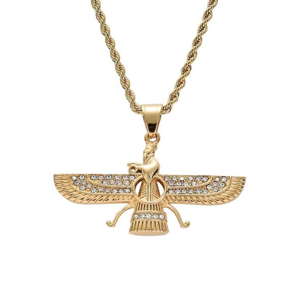 

hip hop zoroastrianism diamonds pendant necklaces for men women luxury zoroastrian parsee pendants stainless steel gold silver nec4839178