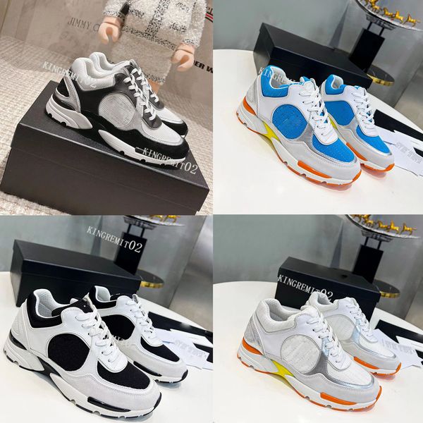 

designer sneakers calfskin casual shoes reflective shoes vintage suede leather trainers patchwork leisure daddy shoe platform shoes with box, Black