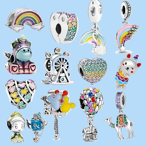 

925 sterling silver charms for pandora jewelry beads new product color rainbow balloon charms bead pendant original, Black