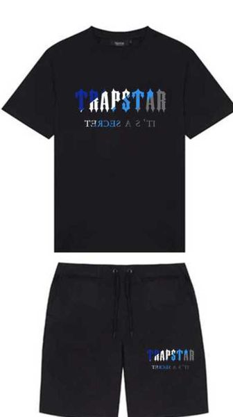 

men's tshirts summer trapstar printed cotton tshirt shorts sets streetwear tracksuit men's sportswear trapstar t shirts and shorts, Gray