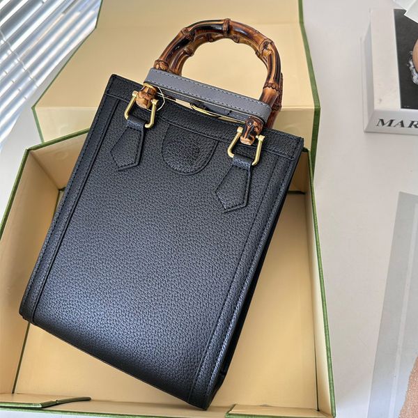 

bamboo tote bag diana handbag genuine leather shoulder crossbody bags classic letter band connection vertical small handbags shopping purse