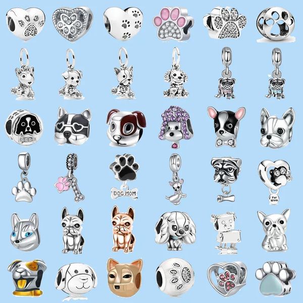 

925 sterling silver charms for pandora jewelry beads fashion charm original dog head dog claw combination series, Black