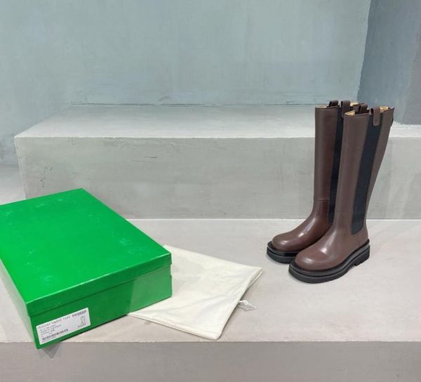 

2020 new chimney knight boots real head cowhide mediumhigh tube waterproof platform large size women039s shoes6441182, Black