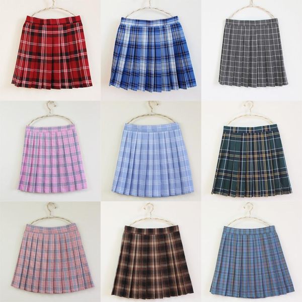 

skirts the campus style high-waisted a-line skirt sweet plaid pleated skirt school uniform skirt for girls 230511, Black