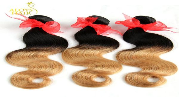 

ombre hair extensions two tone 1b27 blonde ombre brazilian body wave hair peruvian malaysian indian human hair weave bundles doub8760782, Black