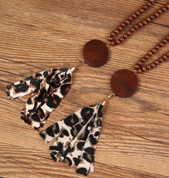 

2021 designer monogram style leopardprint fringe pendant necklace beaded wood sweater chain birthday gift holiday christmas4370290, Silver