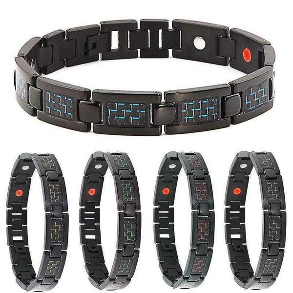 

longrui hematite bracelet mens carbon fiber gaussian magnet magnetic, Golden;silver
