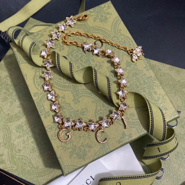 

luxury chain diamond pendant ggity necklaces new women jewelry choker party gifts necklace fashion long chain spring wedding stainless steel, Golden;silver