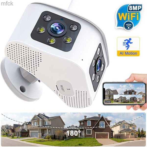 

board cameras 4k 8mp binocular wifi camera fixed 6mp hd cctv security cam surveillance outdoor panoramic 180Â° wide viewing angle motion dete