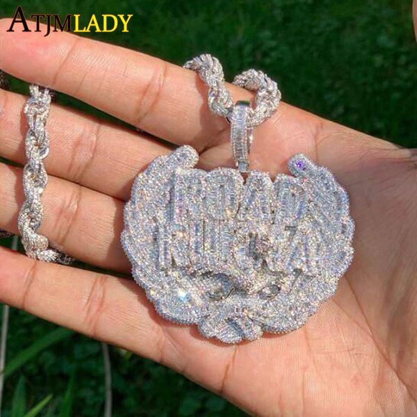 

pendant necklaces arrived hip hop iced out men boy jewelry micro pave sparking cz letter road runna bling cubic zirconia necklace 230511, Silver