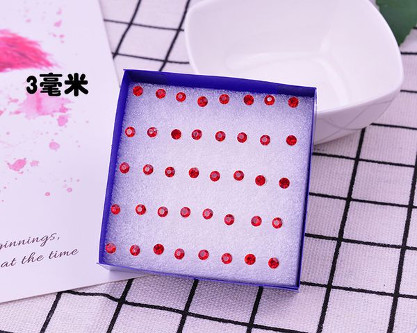 

wholesale 2~5mm diameter high imitation diamond earrings inlaid diamond super shiny red stud non fading resin material for allergy preventio, Golden;silver
