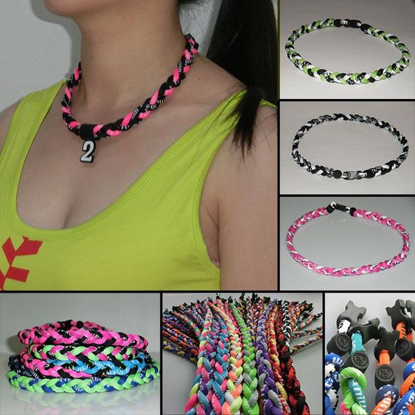 

2023 new brand baseball sports titanium 3 rope braided sport gt necklace chokers, Golden;silver
