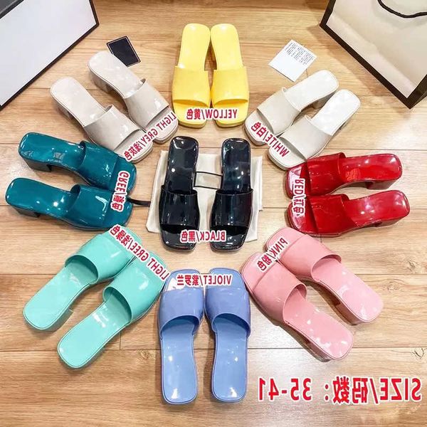 

shoes sandals designers women rubber slide chunky platform slipper heel 6cm embossed sole summer beach flip flops no267