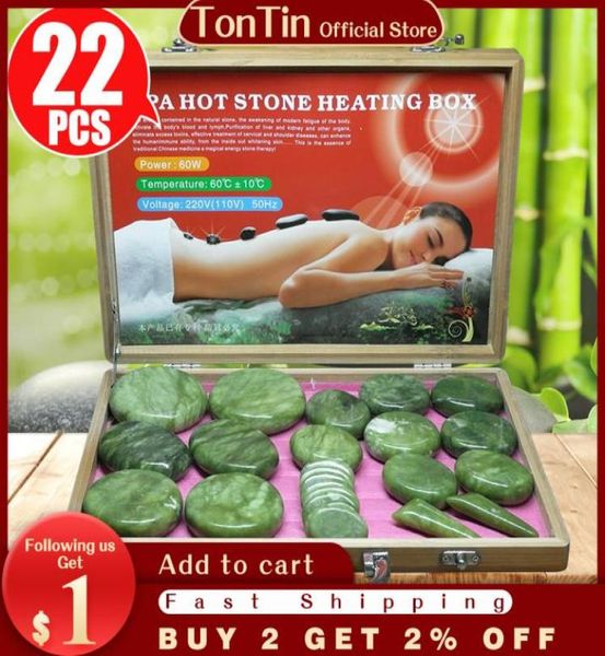 

tontin stone massage set heater box relieve stress back pain health care acupressure lava basalt stones for healthcare jade gl3878952