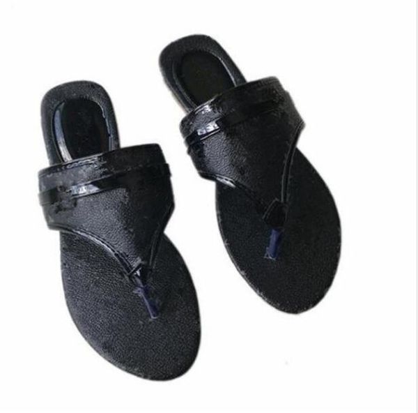 

fashion designer women's sandals luxurie leather slippers shoes slide summer flat heels flip flops, Black