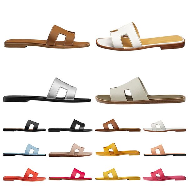 

luxury designer leather ladies chypre sandals summer flat shoes fashion beach women slippers h letter drag 35-42, Black