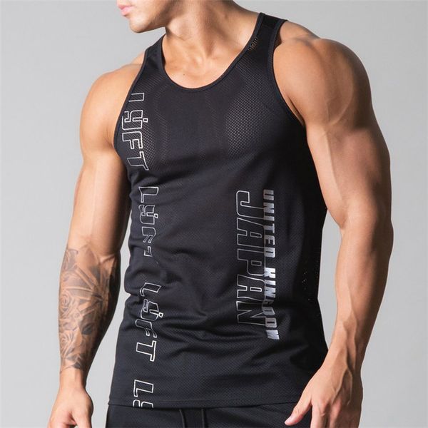 

men' tank casual mesh breathable workout gym vest muscle sleeveless sportswear shirt fashion bodybuilding fitness 230510, White;black