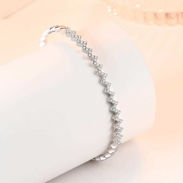 

diamond embedded internet celebrity z shaped wave bracelet female ins light cold wind pull adjustable water ripple, Golden;silver