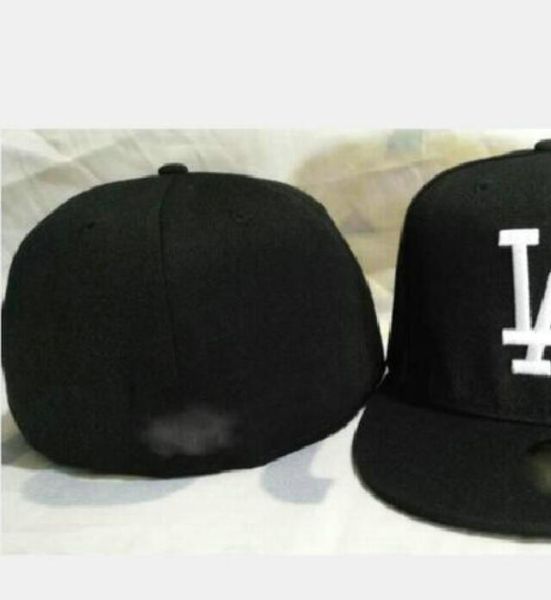 

men's los angeles baseball full closed caps summer snapback letter bone men women black color all 32 teams casual sport flat fitted hat, Blue;gray