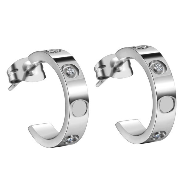 

2023 new s925 sterling silver needle stainless steel earrings gold plated fashion famous brand jewelry zircon diamond studs earrings for wom, Golden;silver