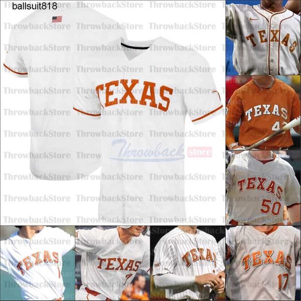 

new fashion 2021 ncaa texas longhorns college baseball jerseys brandon belt roger clemens ty madden trey faltine tanner witt ivan melendez p, Black