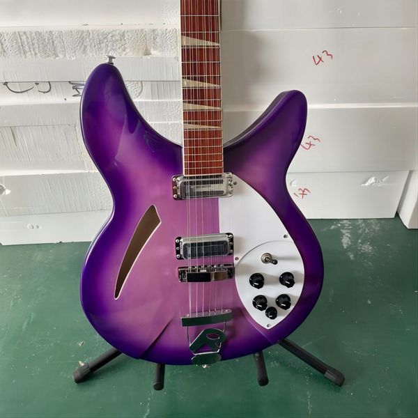 

factory direct sales brand new purple hollow rickback style electric guitar
