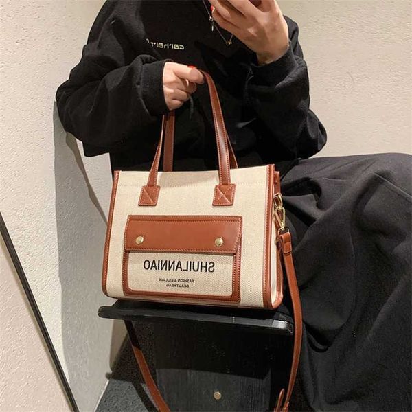 

15% off 2023 handbag canvas tote women's winter new handbag fashion trendy print letter crossbody bag