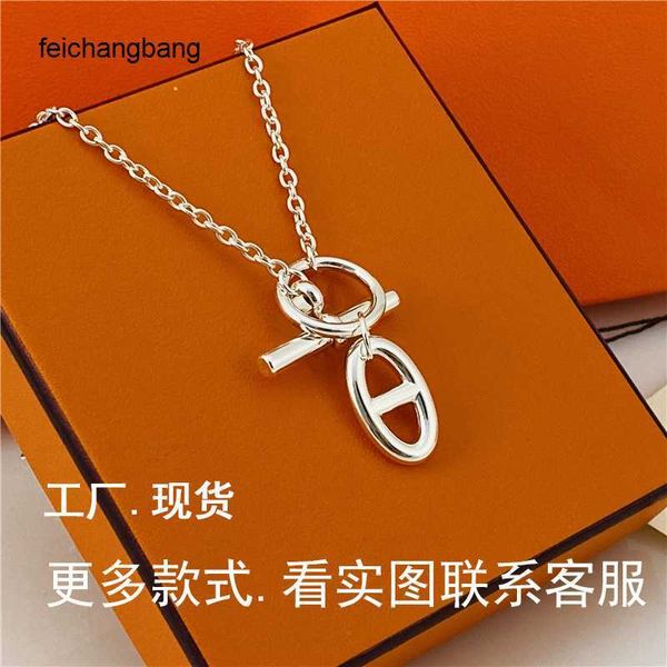 

luxury h ermes designer necklace aijia pig nose classic collar chain series, Black