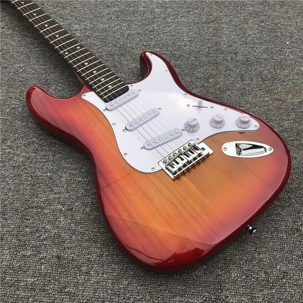 

white shield electric guitar, tomato scrambled egg color, high gloss 6 strings