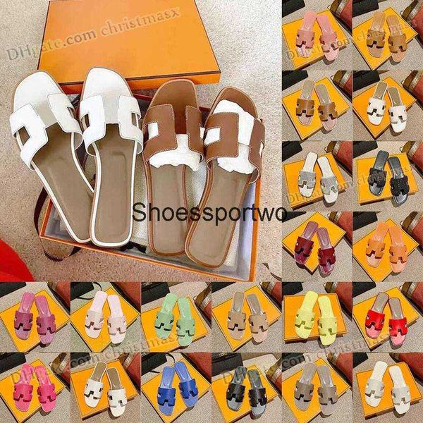 

2023 sandales famous designer sandals genuine leather for women slippers luxury flat coach slides ladies summer beach sandal party wedding o, Black